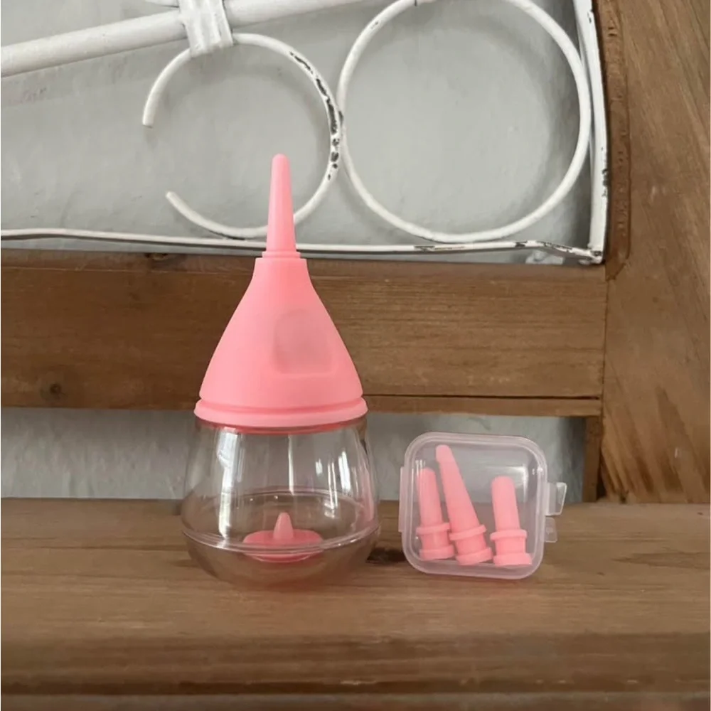 Pink and Clear Pet Feeding Bottle